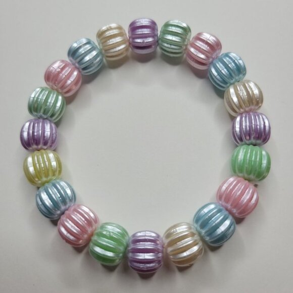 NWT Shiny Pastel Dinner Mint Stretch Bracelet Blue, Purple, Yellow, Pink, Green - Picture 4 of 7